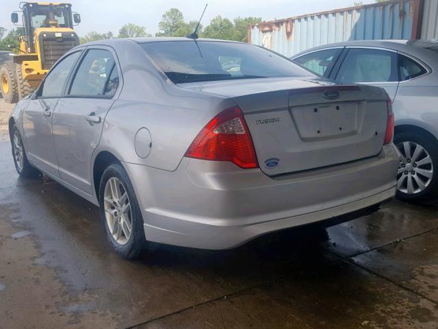 3FAHP0GA3CR148103 - 2012 FORD FUSION S SILVER photo 3