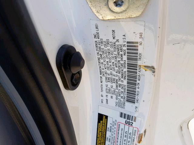 5TENX22NX7Z349070 - 2007 TOYOTA TACOMA WHITE photo 10