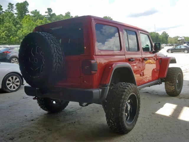 1C4HJXFGXJW111666 - 2018 JEEP WRANGLER U RED photo 4