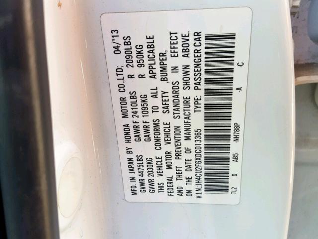 JH4CU2F6XDC013365 - 2013 ACURA TSX TECH WHITE photo 10