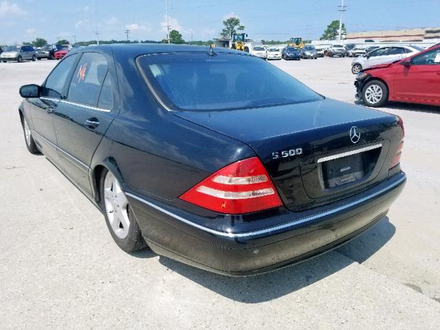 WDBNG75J52A314881 - 2002 MERCEDES-BENZ S 500 BLACK photo 3