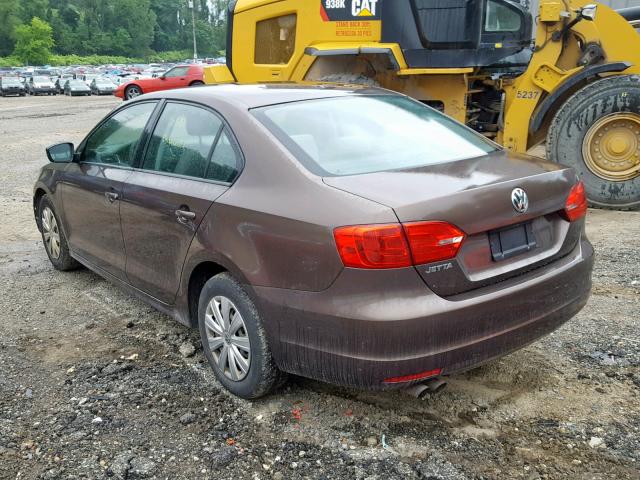 3VW2K7AJ6CM469031 - 2012 VOLKSWAGEN JETTA BASE BROWN photo 3