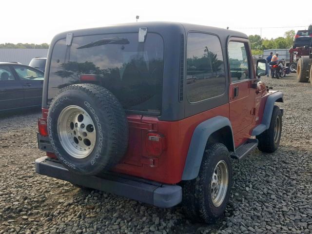 1J4FY19S9XP439836 - 1999 JEEP WRANGLER / RED photo 4