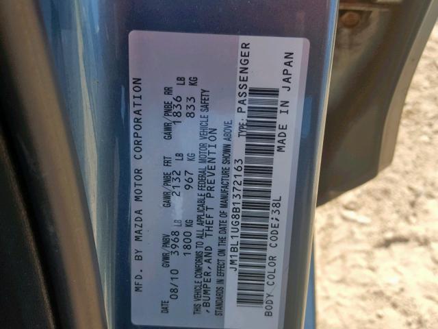 JM1BL1UG8B1372163 - 2011 MAZDA 3 I BLUE photo 10