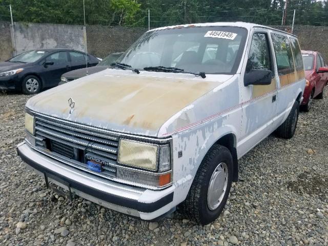 2P4FH4538LR756114 - 1990 PLYMOUTH VOYAGER SE WHITE photo 2