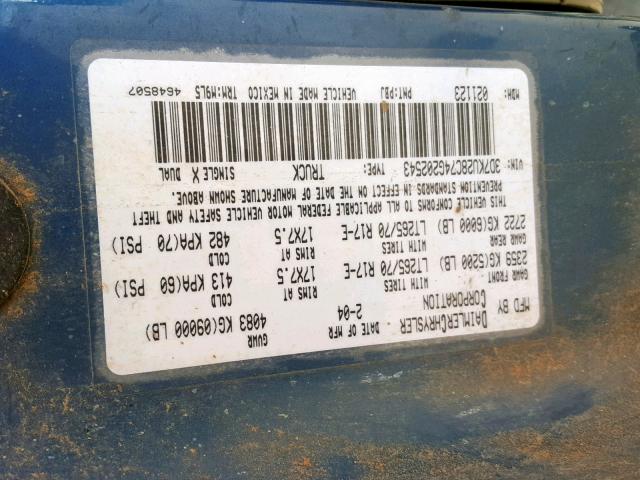 3D7KU28C74G202543 - 2004 DODGE RAM 2500 S ლურჯი ფოტო 10