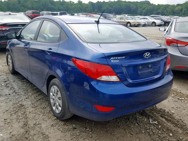 KMHCT4AE2GU964121 - 2016 HYUNDAI ACCENT SE BLUE photo 3