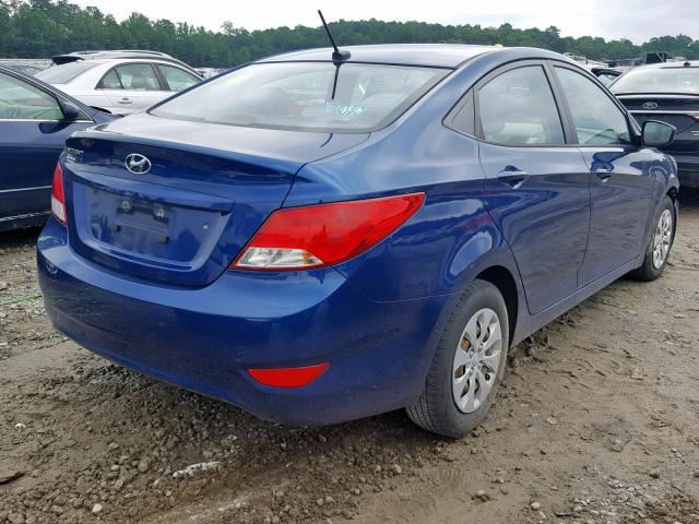 KMHCT4AE2GU964121 - 2016 HYUNDAI ACCENT SE BLUE photo 4