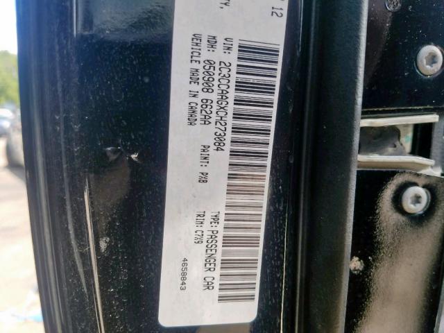 2C3CCAAGXCH273084 - 2012 CHRYSLER 300 BLACK photo 10