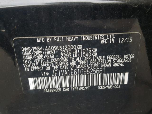 JF1VA1E61G9825661 - 2016 SUBARU WRX PREMIU BLACK photo 10