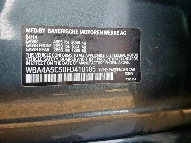 WBA4A5C50FD410105 - 2015 BMW 428 I SILVER photo 10