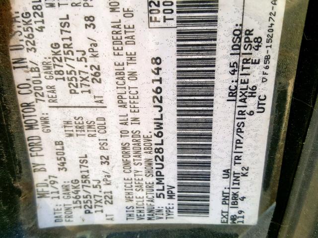 5LMPU28L6WLJ26148 - 1998 LINCOLN NAVIGATOR შავი ფოტო 10