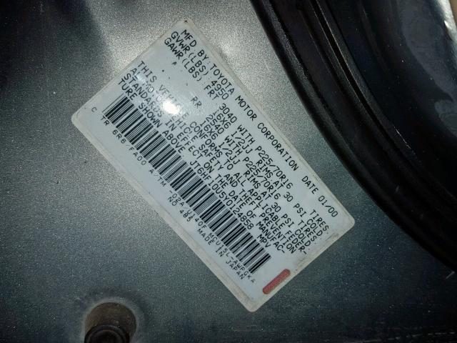 JT6HF10U5Y0124858 - 2000 LEXUS RX 300 GRAY photo 10