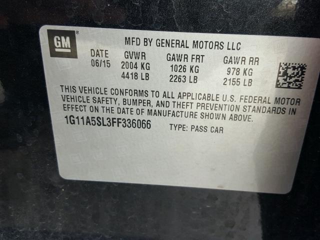 1G11A5SL3FF336066 - 2015 CHEVROLET MALIBU LS 黑色 照片 10