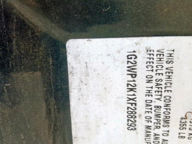 1G2WP12K1XF288293 - 1999 PONTIAC GRAND PRIX GREEN photo 10