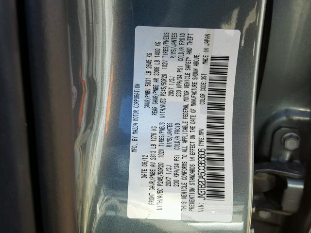 JM3TB2DA5C0363606 - 2012 MAZDA CX-9 GRAY photo 10