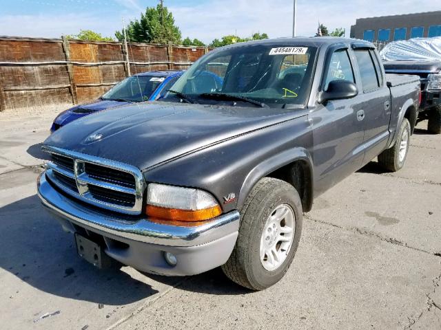 1D7HL48NX4S500488 - 2004 DODGE DAKOTA QUA GRAY photo 2