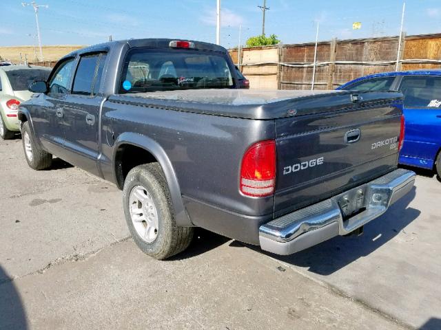 1D7HL48NX4S500488 - 2004 DODGE DAKOTA QUA GRAY photo 3