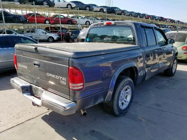 1D7HL48NX4S500488 - 2004 DODGE DAKOTA QUA GRAY photo 4