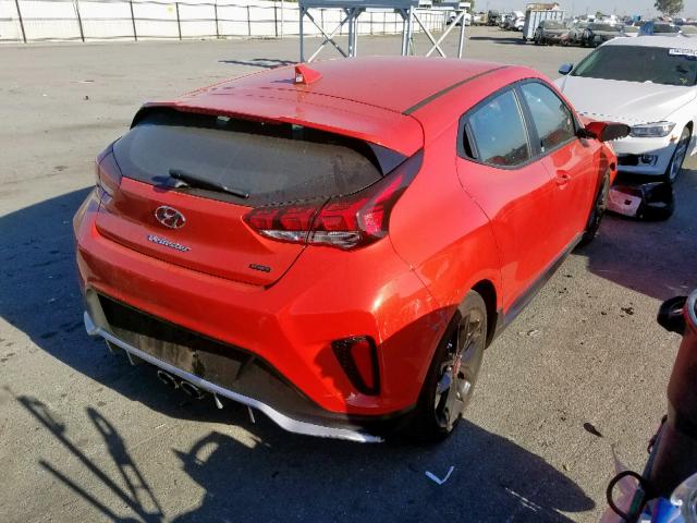 KMHTH6AB7KU011318 - 2019 HYUNDAI VELOSTER T ORANGE photo 4