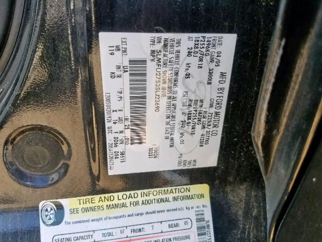 5LMFU27535LJ23690 - 2005 LINCOLN NAVIGATOR BLACK photo 10