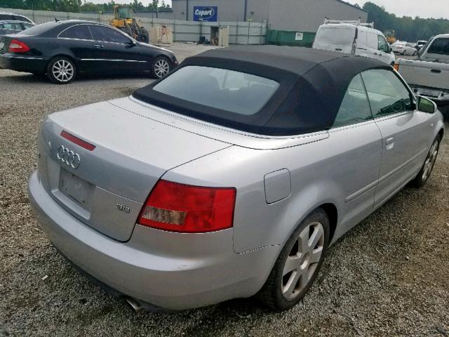 WAUAT48H83K007555 - 2003 AUDI A4 3.0 CAB SILVER photo 4