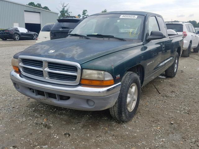 1B7GL22X4YS736757 - 2000 DODGE DAKOTA GREEN photo 2