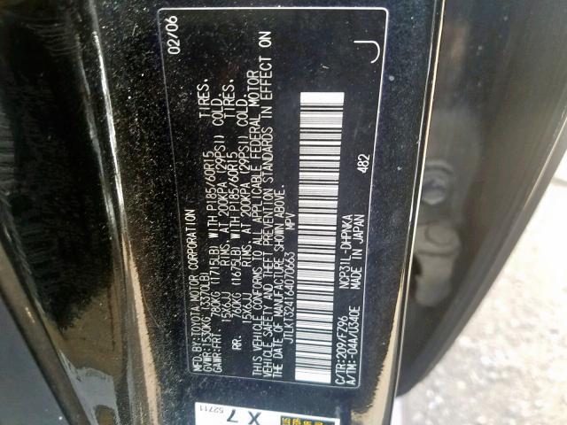 JTLKT324164070663 - 2006 TOYOTA SCION XB 黑色 照片 10