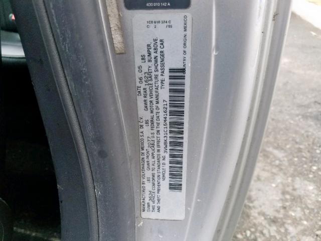 3VWBK31C15M416217 - 2005 VOLKSWAGEN NEW BEETLE SILVER photo 10