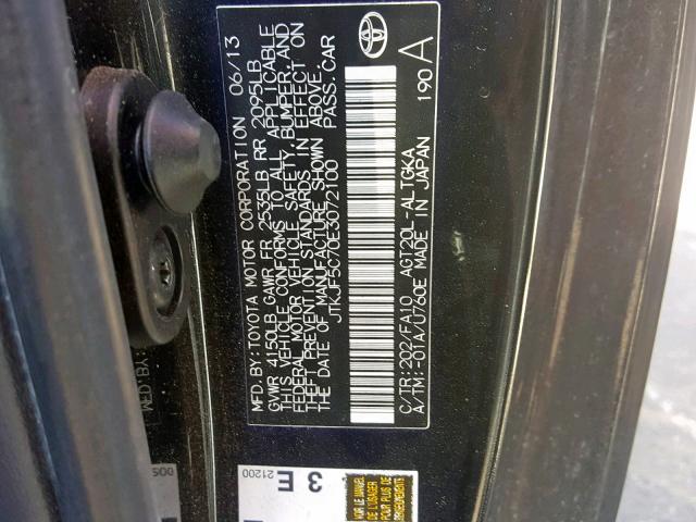 JTKJF5C70E3072100 - 2014 TOYOTA SCION TC შავი ფოტო 10