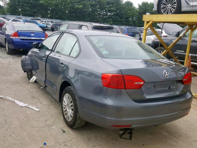 3VW2K7AJ9EM292445 - 2014 VOLKSWAGEN JETTA BASE GRAY photo 3