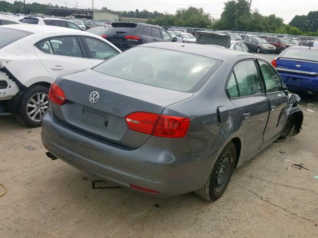 3VW2K7AJ9EM292445 - 2014 VOLKSWAGEN JETTA BASE GRAY photo 4