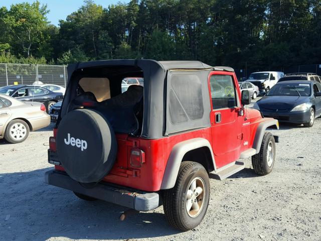 1J4FA29P41P322517 - 2001 JEEP WRANGLER / RED photo 4