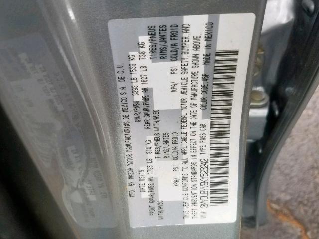 3MYDLBYV9KY523242 - 2019 TOYOTA YARIS L SILVER photo 10