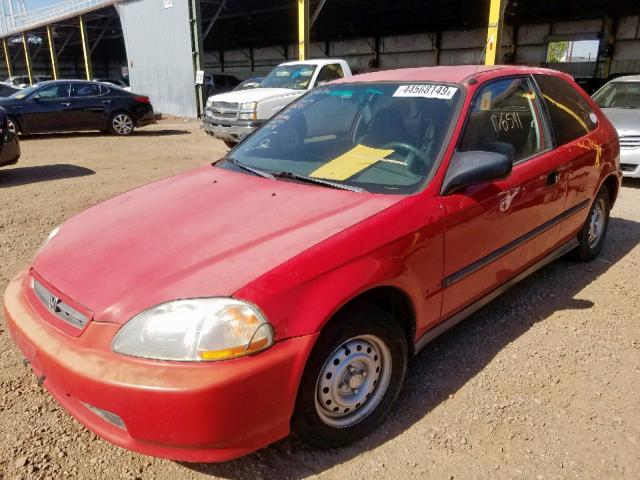 2HGEJ634XTH100404 - 1996 HONDA CIVIC DX RED photo 2