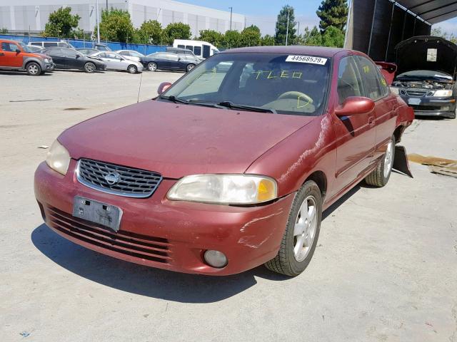 3N1CB51A42L552055 - 2002 NISSAN SENTRA GXE BURGUNDY photo 2