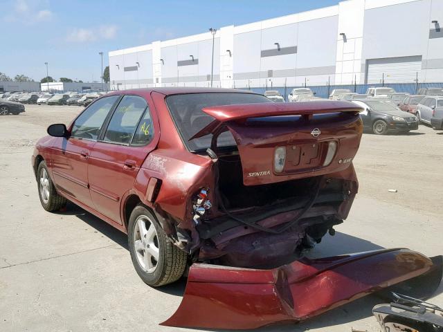 3N1CB51A42L552055 - 2002 NISSAN SENTRA GXE BURGUNDY photo 3