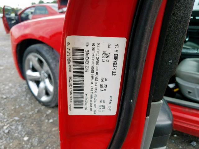 2B3KA33G88H185763 - 2008 DODGE CHARGER SX RED photo 10