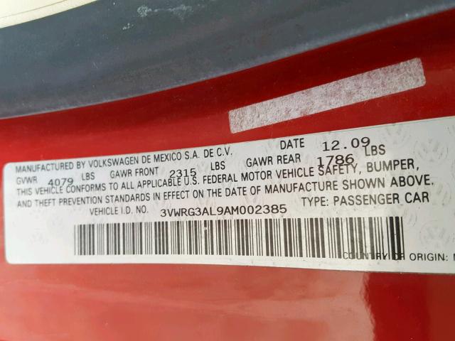 3VWRG3AL9AM002385 - 2010 VOLKSWAGEN NEW BEETLE 栗色 照片 10