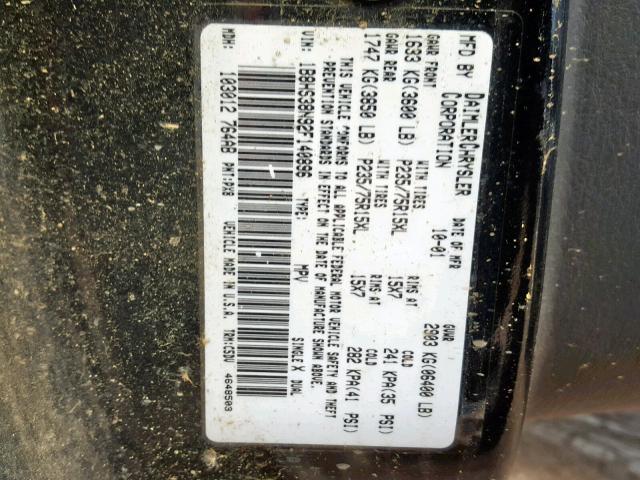 1B8HS38N92F140896 - 2002 DODGE DURANGO SP BLACK photo 10