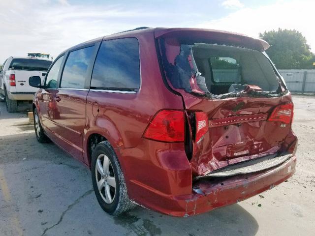 2V4RW3DG5BR642162 - 2011 VOLKSWAGEN ROUTAN SE MAROON photo 3