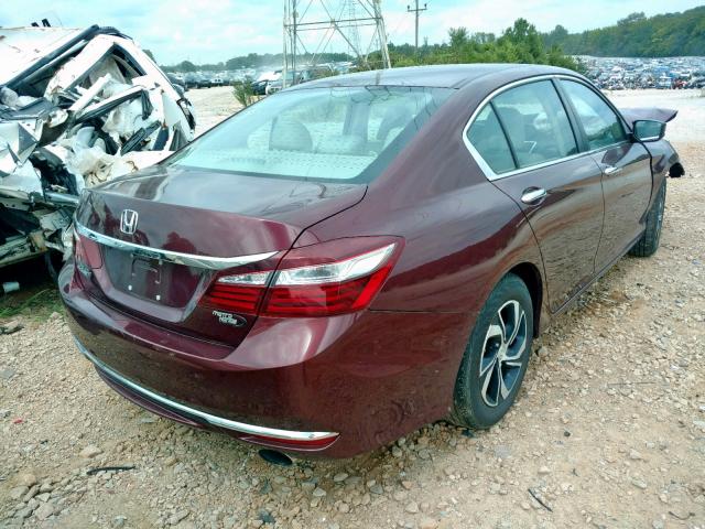 1HGCR2F31GA078664 - 2016 HONDA ACCORD LX BURGUNDY photo 4