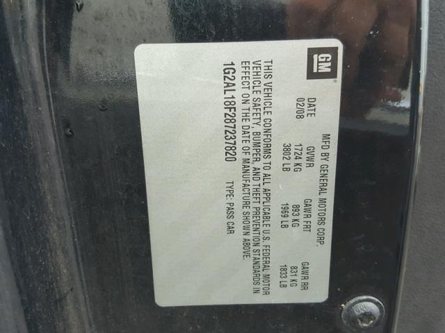 1G2AL18F287237820 - 2008 PONTIAC G5 BLACK photo 10