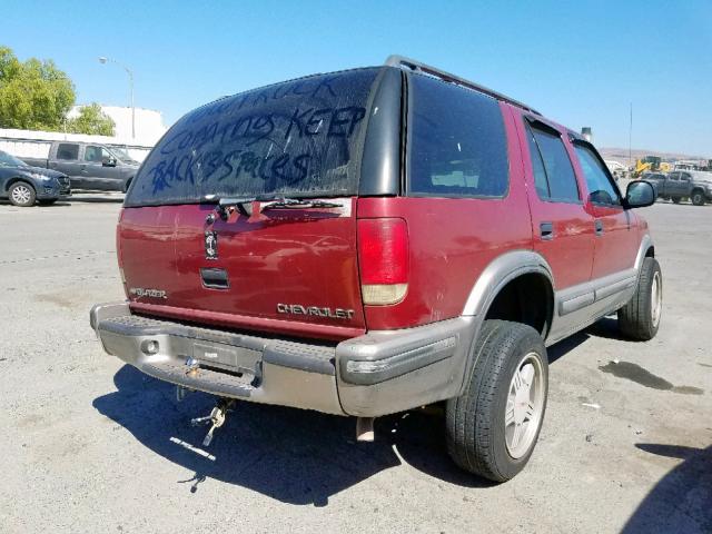 1GNDT13W0W2179630 - 1998 CHEVROLET BLAZER BURGUNDY photo 4