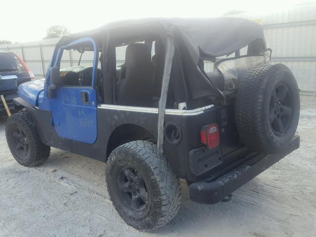 1J4FA49563P322165 - 2003 JEEP WRANGLER / BLUE photo 3