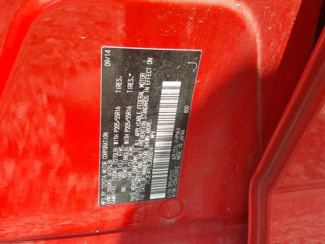 JTLZE4FE7EJ065016 - 2014 TOYOTA SCION XB Қызыл фото 10