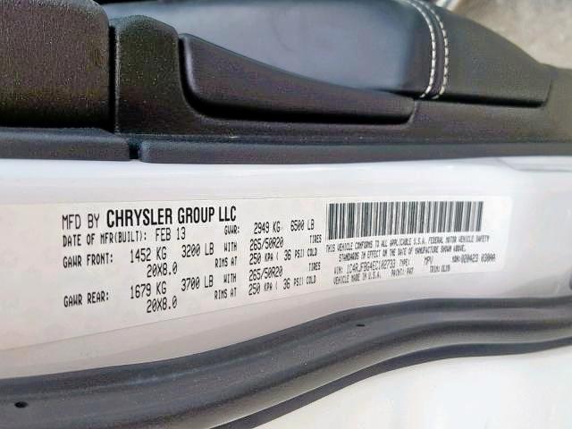 1C4RJFBG4EC102733 - 2014 JEEP GRAND CHER WHITE photo 10