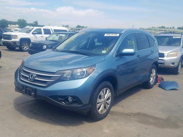 2HKRM4H75EH696112 - 2014 HONDA CR-V EXL BLUE photo 2