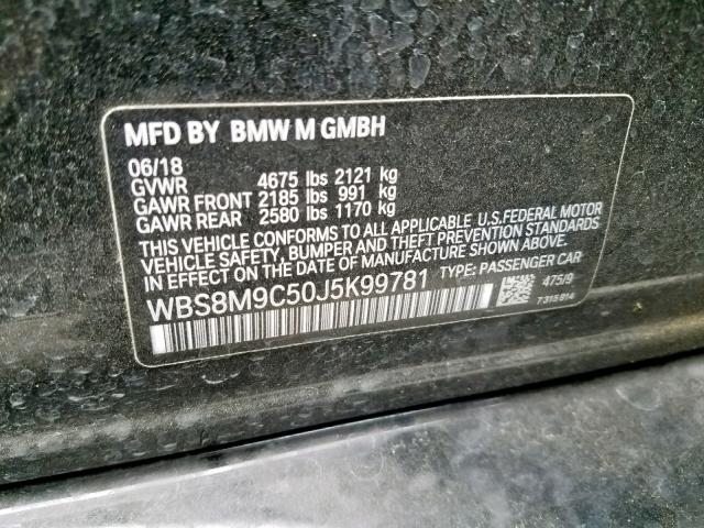 WBS8M9C50J5K99781 - 2018 BMW M3 BLACK photo 10