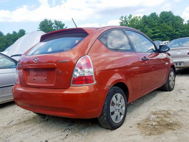 KMHCM36C18U057943 - 2008 HYUNDAI ACCENT GS ORANGE photo 4